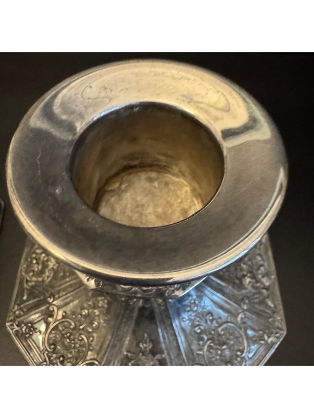 Pair Of Antique Barbour Silverplated Candle Holders Ornate Floral Engraving - Picture 5 of 16